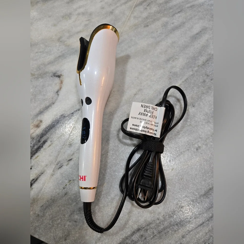 CHI Spin N Curl CA2318 - Rotating Curler 1" White/Gold, Ceramic - Picture 1 of 8